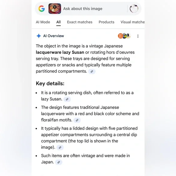 Japanese Design Lacquerware Vintage Lazy Susan - Picture 5 of 9